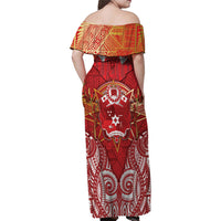 Tonga King's Birthday Family Matching Off Shoulder Maxi Dress and Hawaiian Shirt Gold Royal Crown Tribal Patterns DT05 - Polynesian Pride