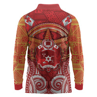 Tonga King's Birthday Long Sleeve Polo Shirt Gold Royal Crown Tribal Patterns DT05 - Polynesian Pride
