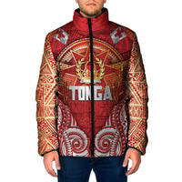 Tonga King's Birthday Padded Jacket Gold Royal Crown Tribal Patterns DT05 Men Red - Polynesian Pride