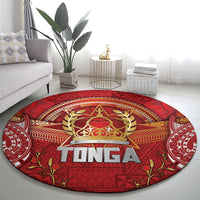 Tonga King's Birthday Round Carpet Gold Royal Crown Tribal Patterns