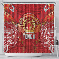 Tonga King's Birthday Shower Curtain Gold Royal Crown Tribal Patterns
