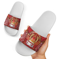 Tonga King's Birthday Slide Sandals Gold Royal Crown Tribal Patterns DT05 - Polynesian Pride
