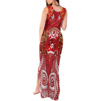 Tonga King's Birthday Tank Maxi Dress Gold Royal Crown Tribal Patterns