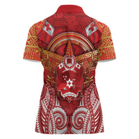 Tonga King's Birthday Women Polo Shirt Gold Royal Crown Tribal Patterns DT05 - Polynesian Pride