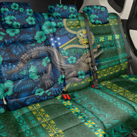 Solomon Islands Independence Day Back Car Seat Cover Crocodile Hibiscus Tribal Pattern DT05 - Polynesian Pride