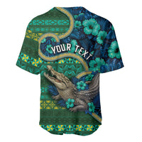 Personalised Solomon Islands Independence Day Baseball Jersey Crocodile Hibiscus Tribal Pattern DT05 - Polynesian Pride