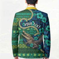 Personalised Solomon Islands Independence Day Blazer Crocodile Hibiscus Tribal Pattern DT05 - Polynesian Pride