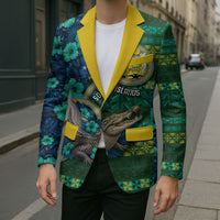 Personalised Solomon Islands Independence Day Blazer Crocodile Hibiscus Tribal Pattern DT05 - Polynesian Pride