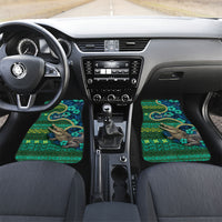 Personalised Solomon Islands Independence Day Car Mats Crocodile Hibiscus Tribal Pattern DT05 Set 2pcs - Front Green - Polynesian Pride