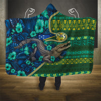 Solomon Islands Independence Day Hooded Blanket Crocodile Hibiscus Tribal Pattern DT05 - Polynesian Pride