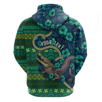 Personalised Solomon Islands Independence Day Hoodie Crocodile Hibiscus Tribal Pattern DT05 - Polynesian Pride