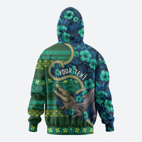 Personalised Solomon Islands Independence Day Hoodie Crocodile Hibiscus Tribal Pattern DT05 - Polynesian Pride