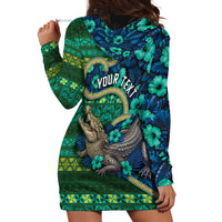 Personalised Solomon Islands Independence Day Hoodie Dress Crocodile Hibiscus Tribal Pattern DT05 - Polynesian Pride