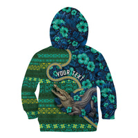 Personalised Solomon Islands Independence Day Kid Hoodie Crocodile Hibiscus Tribal Pattern DT05 - Polynesian Pride