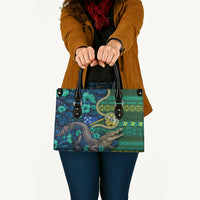 Solomon Islands Independence Day Leather Bag Crocodile Hibiscus Tribal Pattern DT05 - Polynesian Pride