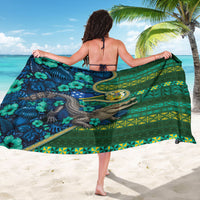 Solomon Islands Independence Day Sarong Crocodile Hibiscus Tribal Pattern DT05 - Polynesian Pride