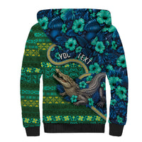 Personalised Solomon Islands Independence Day Sherpa Hoodie Crocodile Hibiscus Tribal Pattern DT05 - Polynesian Pride