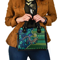 Solomon Islands Independence Day Shoulder Handbag Crocodile Hibiscus Tribal Pattern DT05 - Polynesian Pride