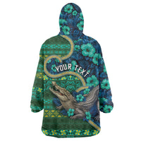 Personalised Solomon Islands Independence Day Wearable Blanket Hoodie Crocodile Hibiscus Tribal Pattern DT05 - Polynesian Pride