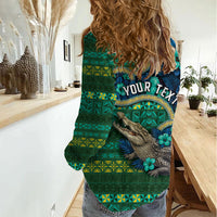 Personalised Solomon Islands Independence Day Women Casual Shirt Crocodile Hibiscus Tribal Pattern DT05 - Polynesian Pride