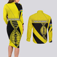 New Caledonia Is In My DNA Couples Matching Long Sleeve Bodycon Dress and Long Sleeve Button Shirt DT05 - Polynesian Pride