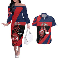 Wallis And Futuna Is In My DNA Couples Matching Off The Shoulder Long Sleeve Dress and Hawaiian Shirt DT05 Multicolor - Polynesian Pride