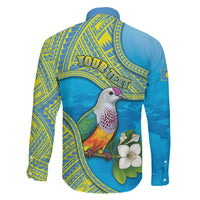 Personalised Palau Biib Bird Family Matching Long Sleeve Bodycon Dress and Hawaiian Shirt Rur Flower And Rock Islands Patterns DT05 - Polynesian Pride