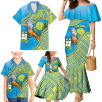 Personalised Palau Biib Bird Family Matching Mermaid Dress and Hawaiian Shirt Rur Flower And Rock Islands Patterns DT05 - Polynesian Pride