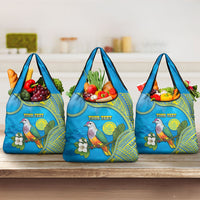 Personalised Palau Biib Bird Grocery Bag Rur Flower And Rock Islands Patterns DT05 3-pack One Size Blue - Polynesian Pride
