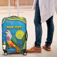 Personalised Palau Biib Bird Luggage Cover Rur Flower And Rock Islands Patterns DT05 Blue - Polynesian Pride