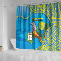 Personalised Palau Biib Bird Shower Curtain Rur Flower And Rock Islands Patterns DT05 - Polynesian Pride