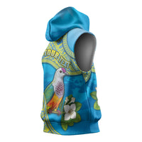 Personalised Palau Biib Bird Sleeveless Hoodie Rur Flower And Rock Islands Patterns DT05 - Polynesian Pride