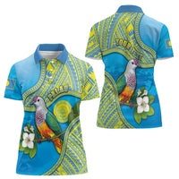 Personalised Palau Biib Bird Women Polo Shirt Rur Flower And Rock Islands Patterns DT05 - Polynesian Pride