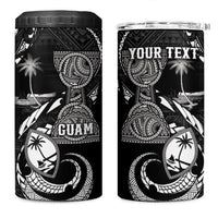 Personalised Guam Liberation Day 4 in 1 Can Cooler Tumbler Black White Latte Stone Tribal Patterns DT05 One Size: 16 oz Black - Polynesian Pride