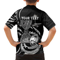 Personalised Guam Liberation Day Kid Hawaiian Shirt Black White Latte Stone Tribal Patterns DT05 - Polynesian Pride