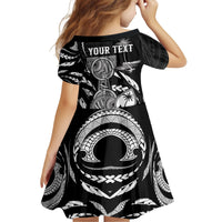 Personalised Guam Liberation Day Kid Short Sleeve Dress Black White Latte Stone Tribal Patterns DT05 - Polynesian Pride