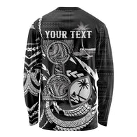 Personalised Guam Liberation Day Long Sleeve Shirt Black White Latte Stone Tribal Patterns