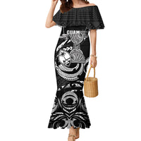 Personalised Guam Liberation Day Mermaid Dress Black White Latte Stone Tribal Patterns DT05 Women Black - Polynesian Pride