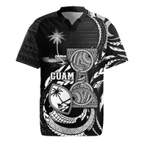 Personalised Guam Liberation Day Rugby Jersey Black White Latte Stone Tribal Patterns
