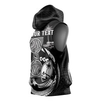 Personalised Guam Liberation Day Sleeveless Hoodie Black White Latte Stone Tribal Patterns DT05 - Polynesian Pride