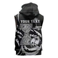 Personalised Guam Liberation Day Sleeveless Zip Hoodie Black White Latte Stone Tribal Patterns DT05 - Polynesian Pride