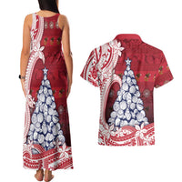 American Samoa Christmas Couples Matching Tank Maxi Dress and Hawaiian Shirt Seashell Xmas Tree Tribal Waves DT05 - Polynesian Pride