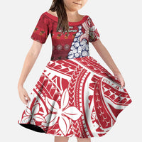 American Samoa Christmas Family Matching Mermaid Dress and Hawaiian Shirt Seashell Xmas Tree Tribal Waves DT05 Daughter's Dress Red - Polynesian Pride