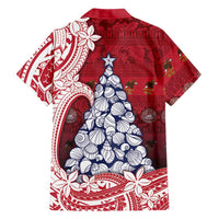 American Samoa Christmas Family Matching Off Shoulder Short Dress and Hawaiian Shirt Seashell Xmas Tree Tribal Waves DT05 - Polynesian Pride
