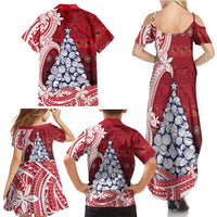 American Samoa Christmas Family Matching Summer Maxi Dress and Hawaiian Shirt Seashell Xmas Tree Tribal Waves DT05 - Polynesian Pride