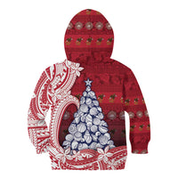 American Samoa Christmas Kid Hoodie Seashell Xmas Tree Tribal Waves - Polynesian Pride