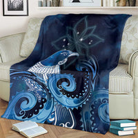 New Zealand Matariki Blanket Maori Tui Bird Blue Galaxy