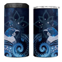 New Zealand Matariki 4 in 1 Can Cooler Tumbler Maori Tui Bird Blue Galaxy