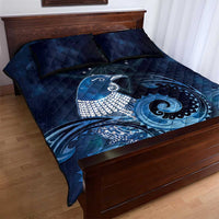 New Zealand Matariki Quilt Bed Set Maori Tui Bird Blue Galaxy