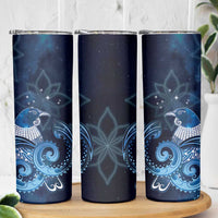 New Zealand Matariki Skinny Tumbler Maori Tui Bird Blue Galaxy